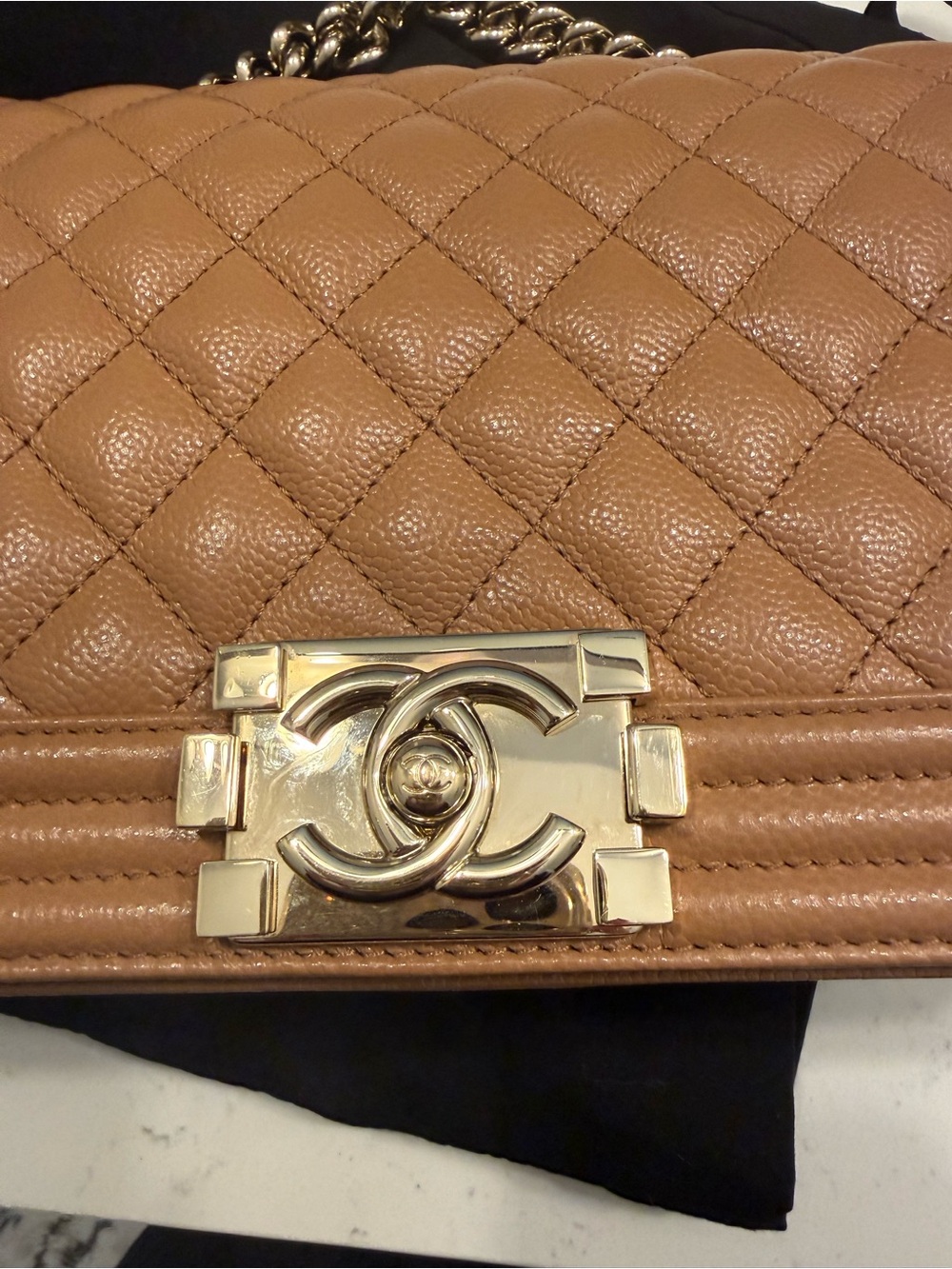 Chanel Brown Quilted Boy Flap Bag with Gold Hardware medium size - Picture 2 of 14